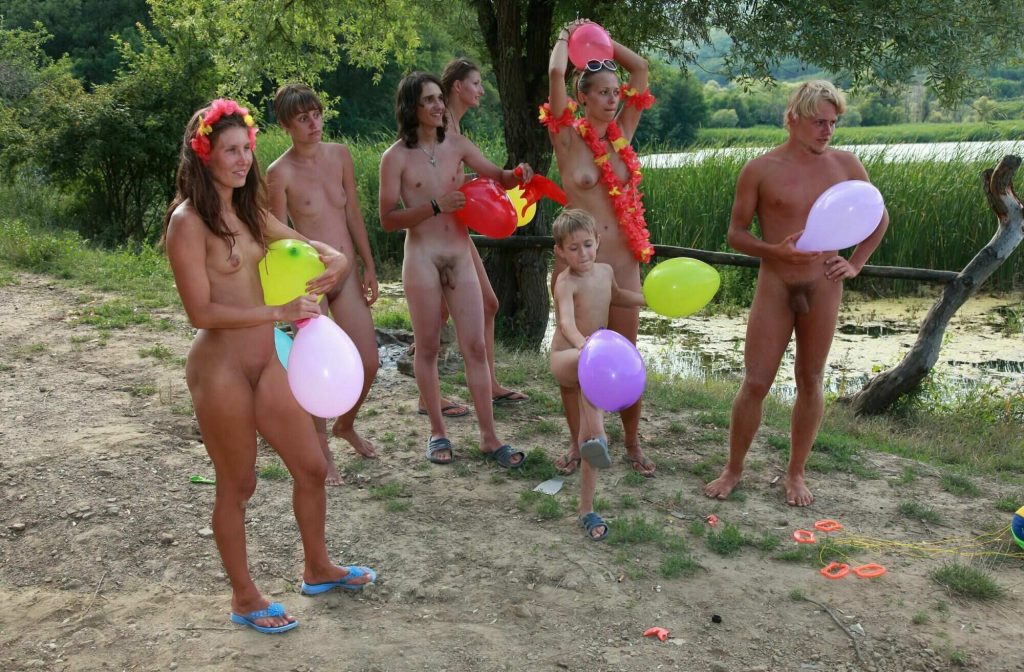 Day party in the bay of nudist families